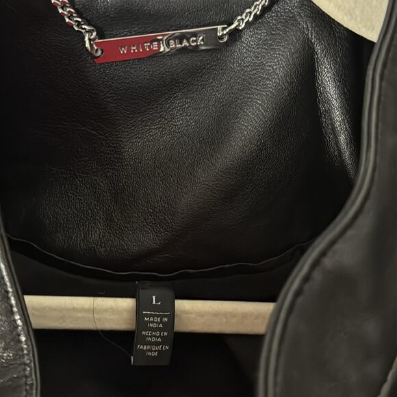 White House black leather jacket with gold studs size large - Picture 8 of 9